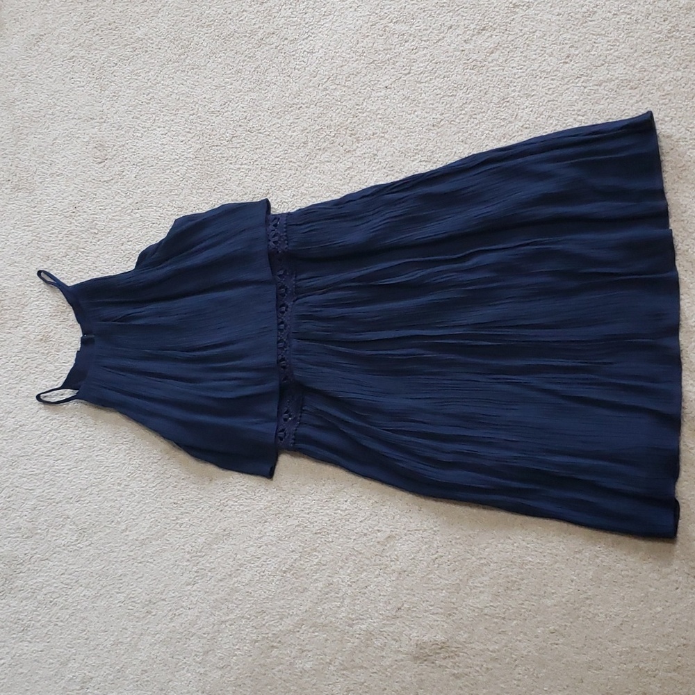 IZ Byer navy dress, inset lace waist, size 5